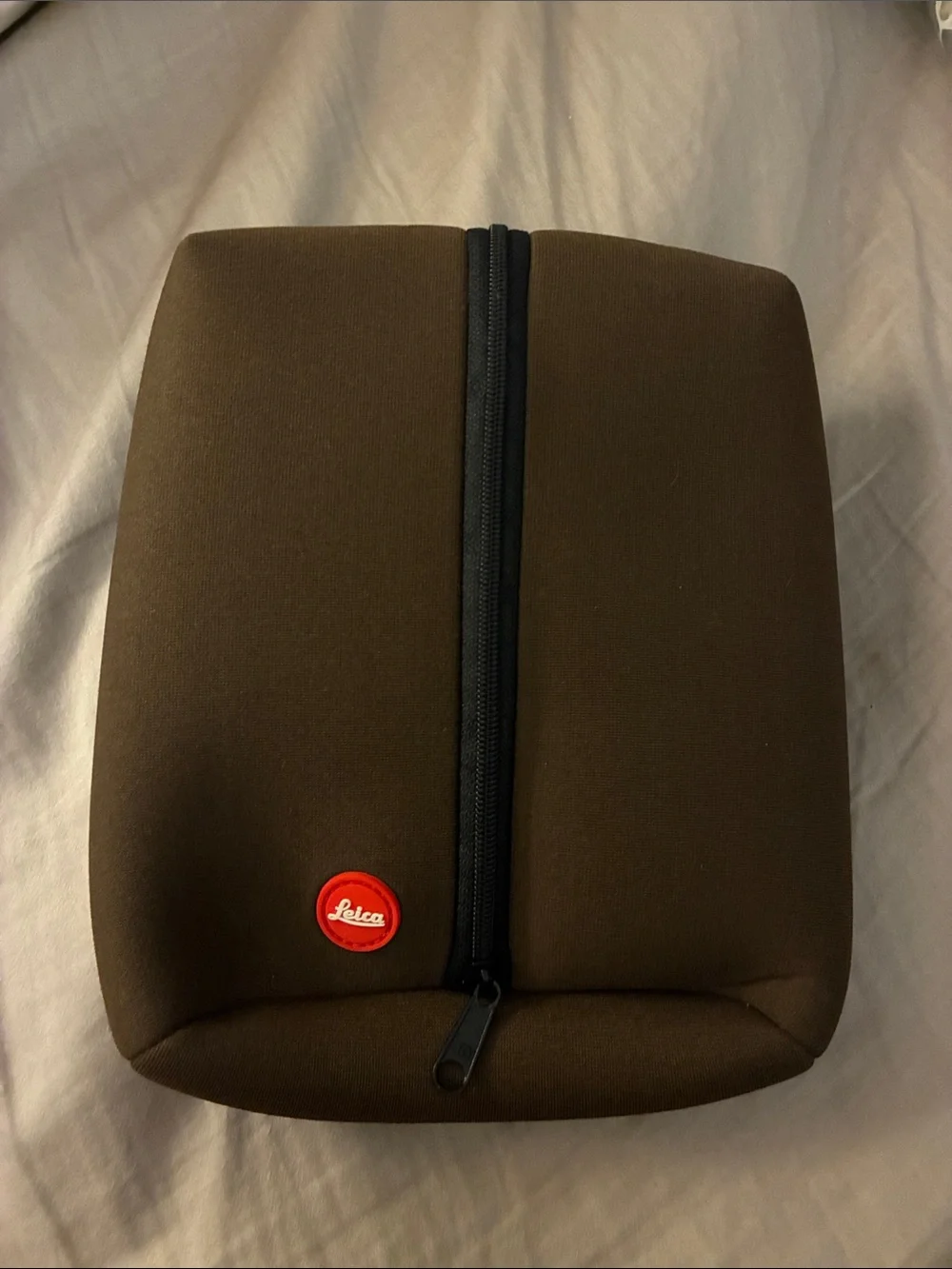 Leica Brown Camera Carry Case with Black Zip and Red Logo